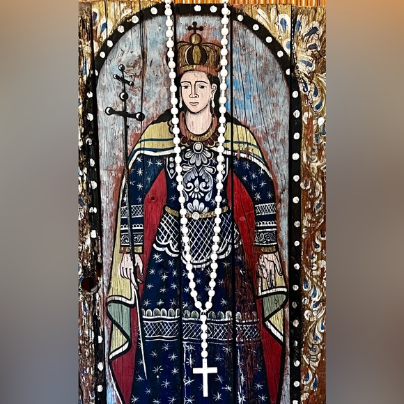 Vintage Pale Pink Wood Rosary XXLarge with Cross - Picture 1 of 6